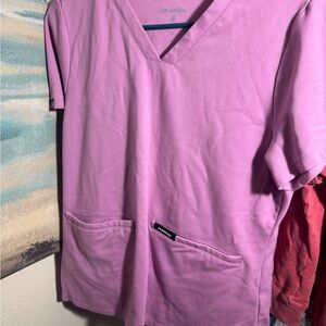 Purple V-Neck Scrub Top and bottoms